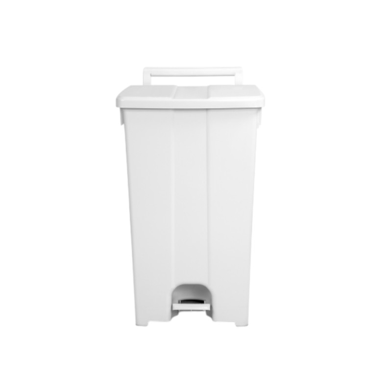 Witte afvalbak 90 l - Met pedaal en wit deksel - Derby XXL